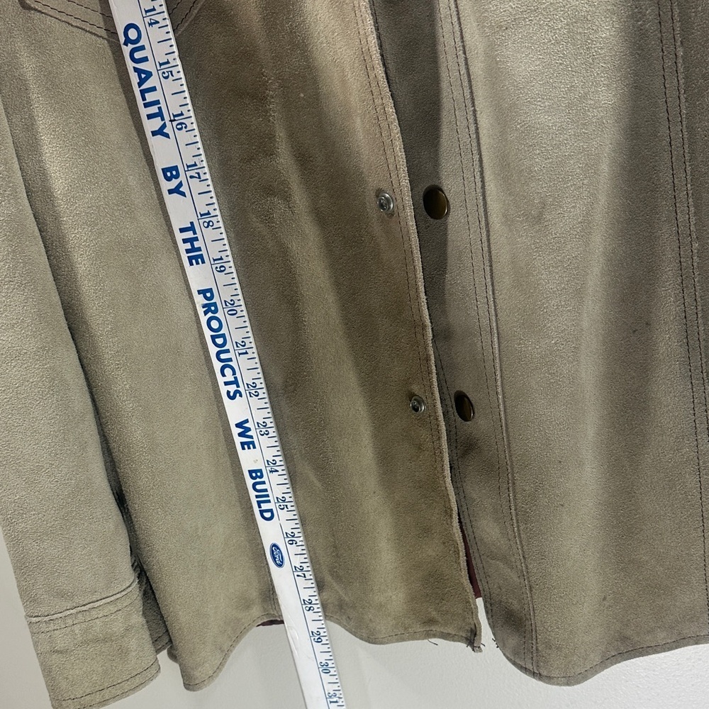Men's Tan Leather Suede Shirt Jacket 42 Reg The Leather Shop Sears - Picture 14 of 14